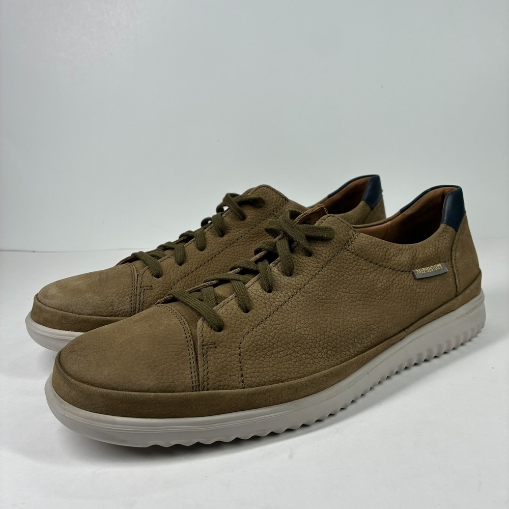 Mephisto Thomas Men's US 13 Khaki Brown Leather Comfort Casual Walking Sneakers